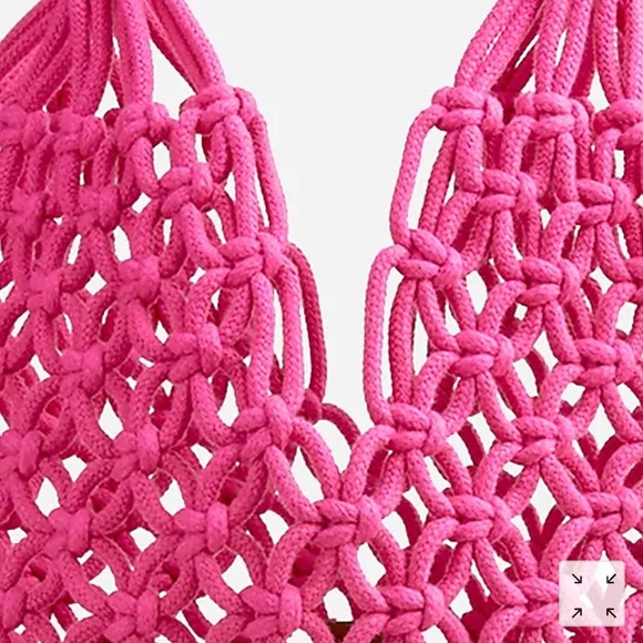🩷 J.Crew Cadiz Hand-Knotted Rope Tote Bag NWT in Fuchsia - Picture 3 of 5